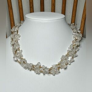 Woven Multi-Strand Clear Quartz Chips Beaded  Necklace